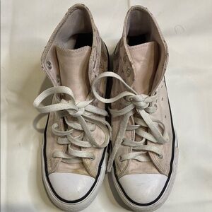 Converse High-Top Sneakers in Cream with Leaf Pattern